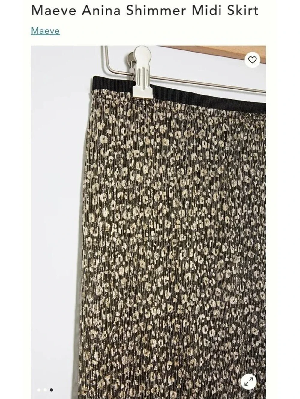 Anthropologie Size 4 Maeve Anina Shimmer Midi Skirt Gold Black